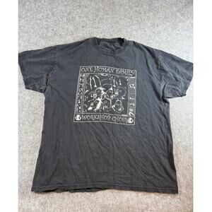 Vintage 90s One Human Family Workshop Choir Graphic T Shirt Mens XL Black Casual